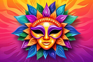 Vibrant Carnival Mask Gradients Dance Event Flyer - Bright Color Wave Spectacular