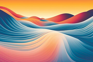 Winding River Reflection Gradients Poster: Rippling River Art Masterpiece - obrazy, fototapety, plakaty