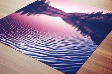 Winding River Reflection Ombre: Modern Flyer Art with Reflective Water Gradients - obrazy, fototapety, plakaty