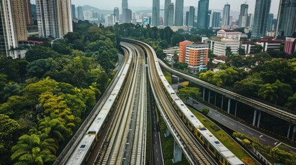 Admire a stunning aerial view of the express in Kuala Lumpur, capturing the intricacy and beauty of a conflicting traffic junction, AI Generative - obrazy, fototapety, plakaty