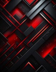 Red metallic abstract black cyber geometric lines,generated by AI