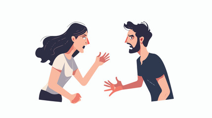 Man and woman quarreling isolated. Vector flat style - obrazy, fototapety, plakaty