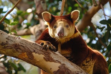 Australian Tree Kangaroo - Unique Climbing Marsupial with Brown and Cream Fur