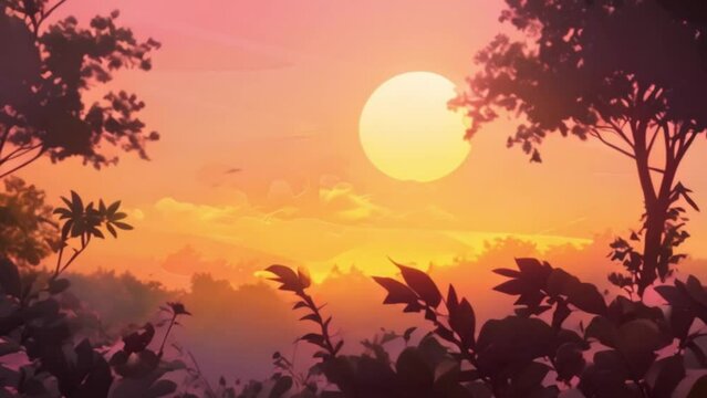 video the sunset is accompanied by birds flying