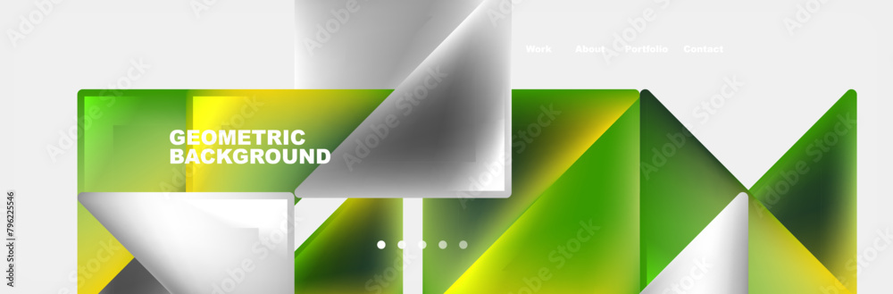 Aufkleber an organic fluid design with green and yellow triangles resembling a terrestrial plant on a white ba