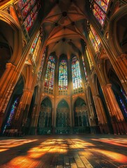 Gothic cathedral interior, AI Generative