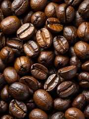Fototapeta premium Roasted coffee beans close up background. Ai Generative.