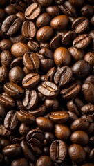 Fototapeta premium Roasted coffee beans close up background. Ai Generative.