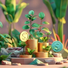 Money Refund Concept 3D Visualizatio, AI Generative