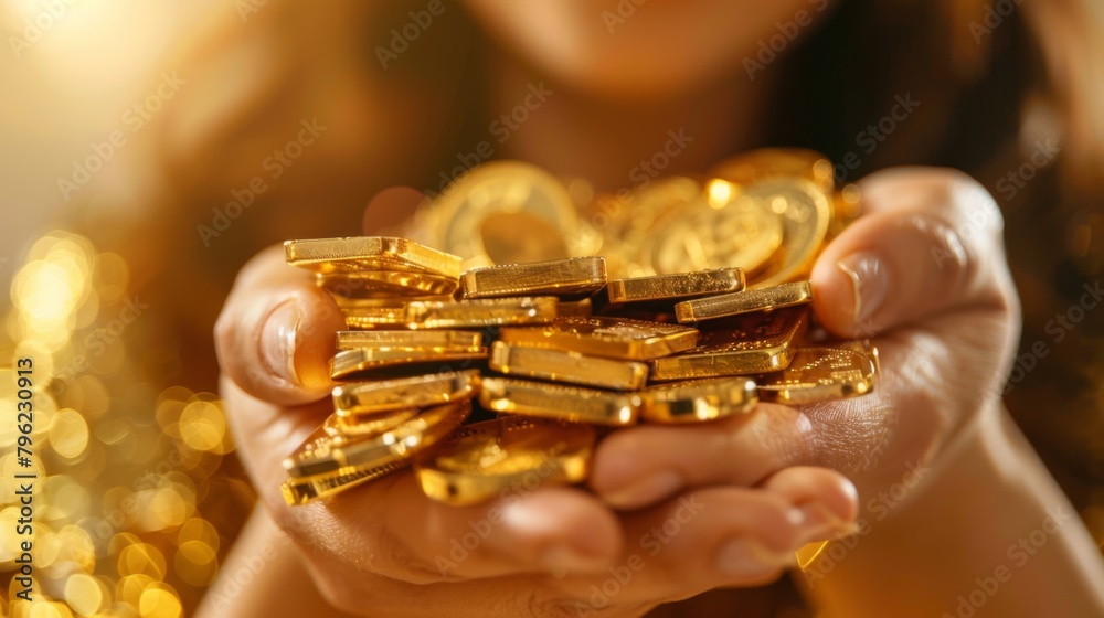 Poster close-up of a financial planner discussing gold investment strategies with a client, emphasizing lon