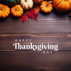 Thanksgiving day message with harvest banner design