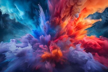 Fototapeta na wymiar Vibrant Fluid Color Explosion - Bursting Waves of Energetic Chromatic Eruptions