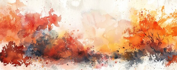 Watercolor bursts of fiery oranges and reds