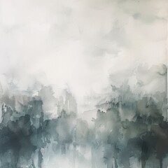 Fototapeta premium Ethereal watercolor fog in soft whites and greys