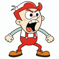 A Carton flat character vector shouting with angry mode (2)