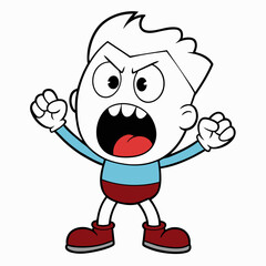 A Carton flat character vector shouting with angry mode (18)