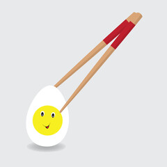 Cute egg character with chopsticks