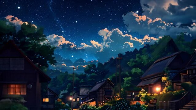 video night view in the village