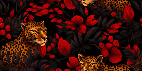 A seamless pattern golden cheetahs