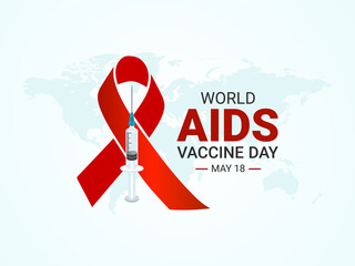 World AIDS Vaccine Day. 18 May. AIDS Vaccine Concept. banner, card, poster. Aids vaccine day celebration. flat design. flat illustration. jpeg format.
