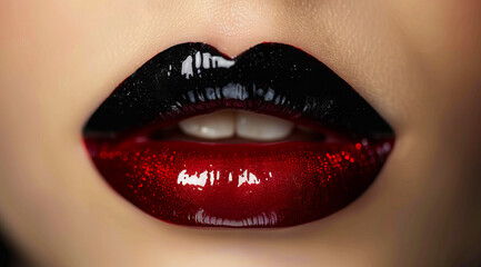 Fototapeta premium A woman with red and black lipstick.