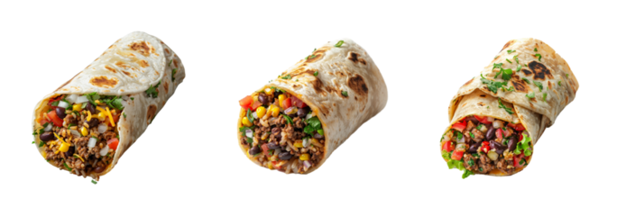 Collection of Shawarma isolated on transparent background. Generated ai.