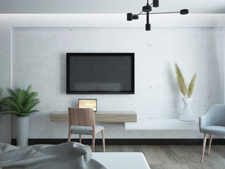 Jasna nowoczesna minimalistyczna ściana telewizyjna tv 