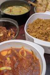Ketupat typical Hari Raya, served with Rendang, Lodeh, and Sambal Goreng . Special dishes during Eid al-Fitr, especially in Malaysia