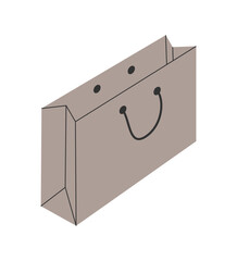 Cardboard brown packet shopping bag. Vector illustration