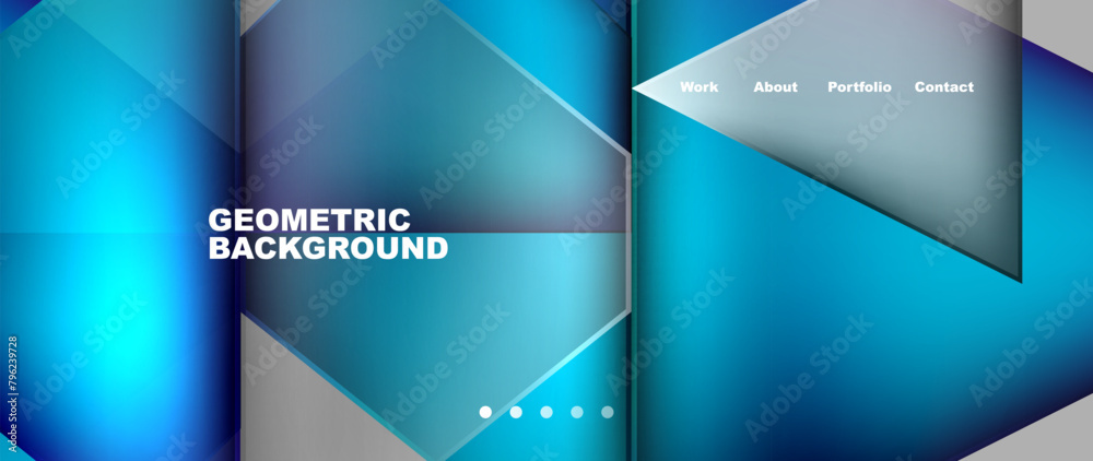 Aufkleber A symmetrical pattern of aqua and electric blue triangles on a liquidlike gray background, creating a geometric design with hints of magenta