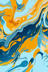 Fototapeta na wymiar Abstract Swirls of Blue and Orange Fluid Art Backgroun