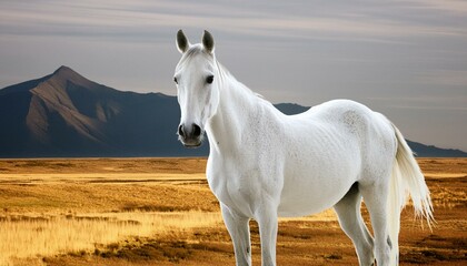 white horse in the field