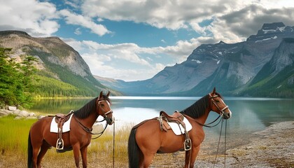 horses on the mountain