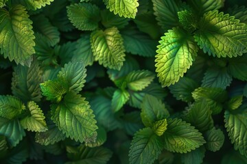A close up view of a bunch of green leaves, suitable for nature or environmental concepts - Powered by Adobe