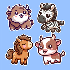 Obraz na płótnie Canvas animal sticker pack of mamal