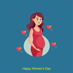 Mother's Day template in paper cut design. Young mother is cuddled by daughter. Concept of diverse family.