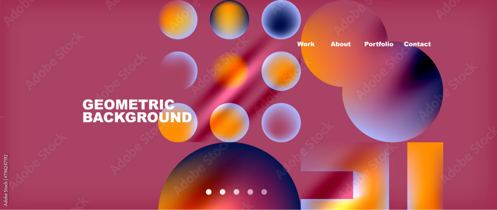 Poster automotive lighting with amber and orange hues set against a magenta background. geometric shapes li
