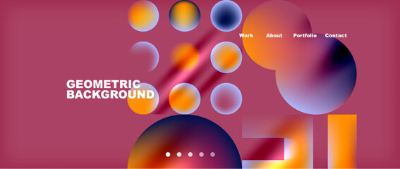 Automotive lighting with amber and orange hues set against a magenta background. Geometric shapes like circles and squares add a touch of technology and entertainment, reminiscent of audio equipment