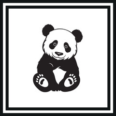 Obraz premium Playful panda silhouette clipart on white background