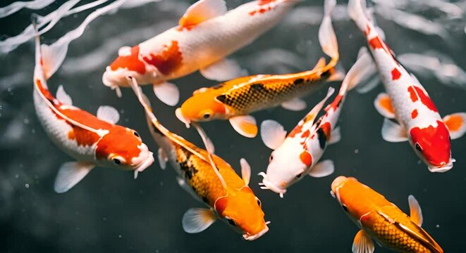 Koi fish in a lake.