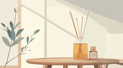 Reed diffuser on table in room Vectot style vector 