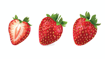 Ripe strawberries on white background Vectot style Vector