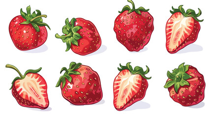 Ripe strawberries on white background Vectot style Vector