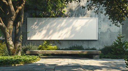 Blank mockup of a zoo exhibit sign with a clean modern design and a scenic nature background. .