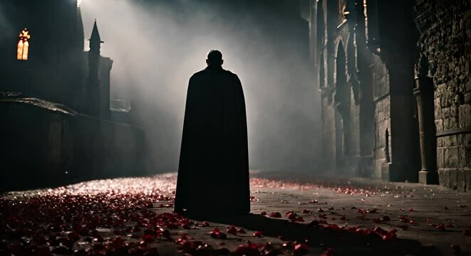 Dracula in a castle.