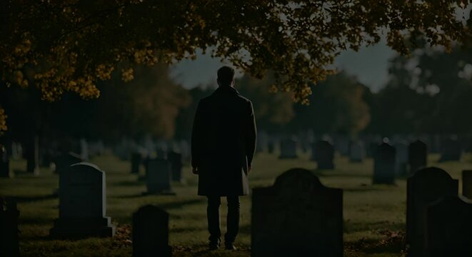 Man in a cemetery.
