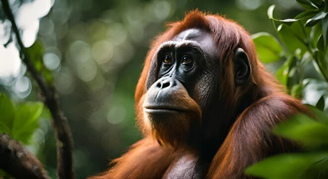 Orangutan in the forest.