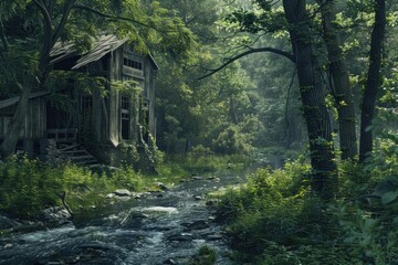 A cozy cabin nestled in the forest, perfect for a peaceful getaway