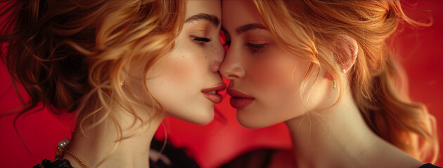 Leidenschaftlicher Kuss zweier Frauen