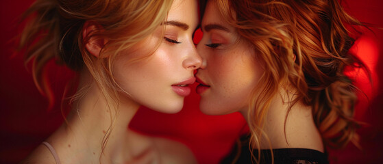 Zwei Frauen in leidenschaftlichem Kuss